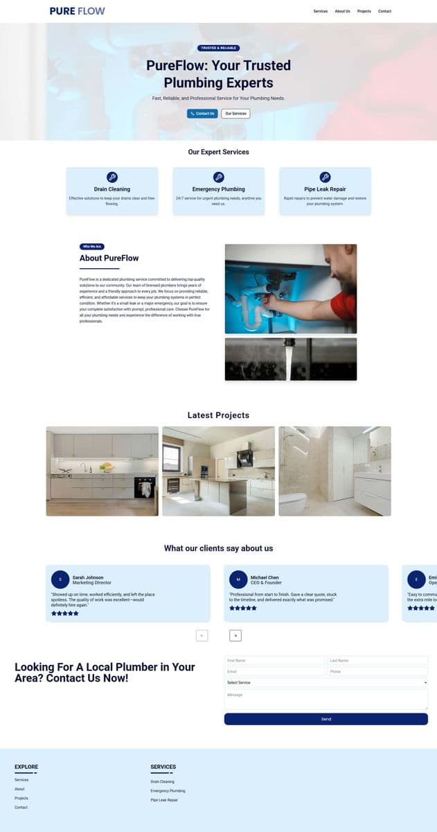 Image showing example site for Pure Flow plumbing