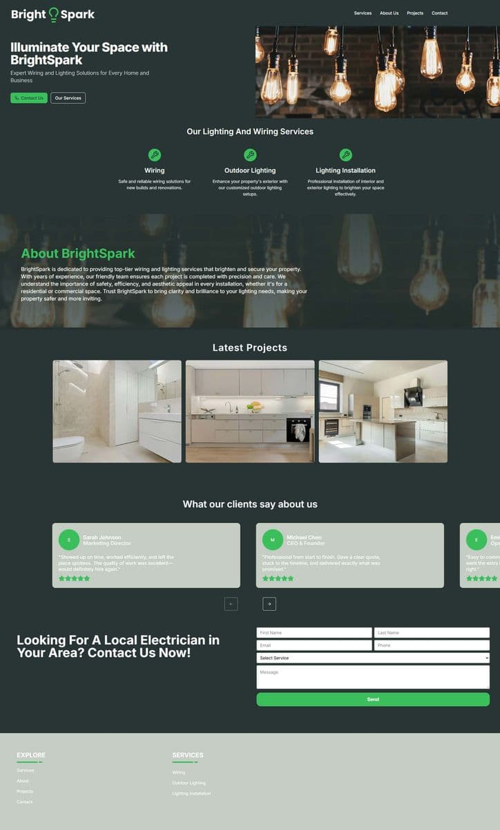 Image showing example site for Bright Spark lighting