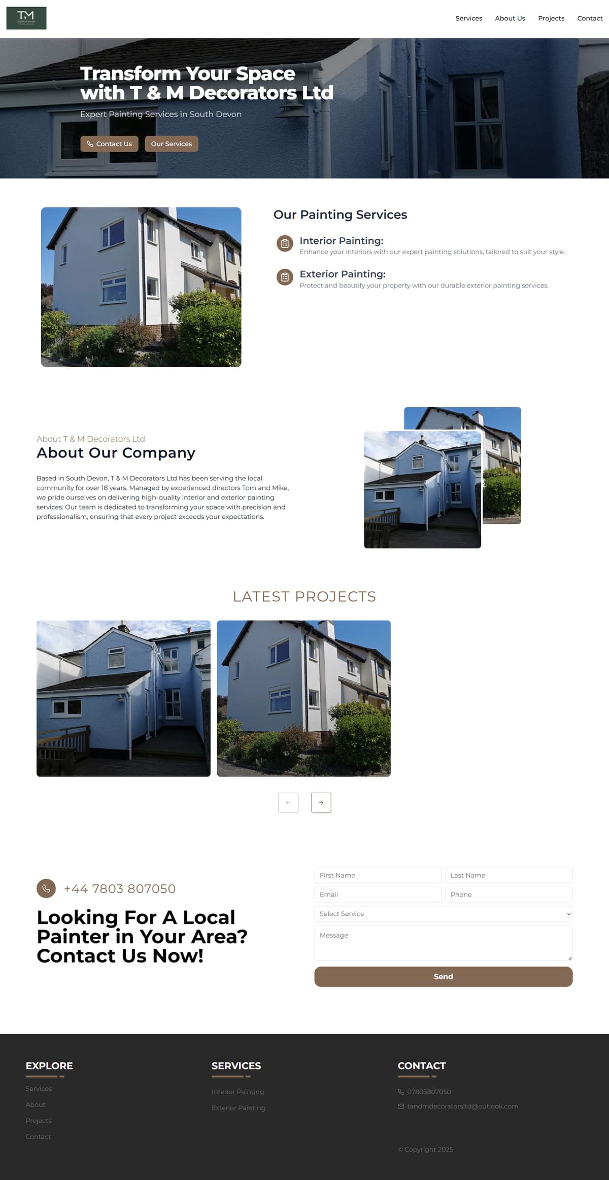 Image showing example site for T&M Decorators